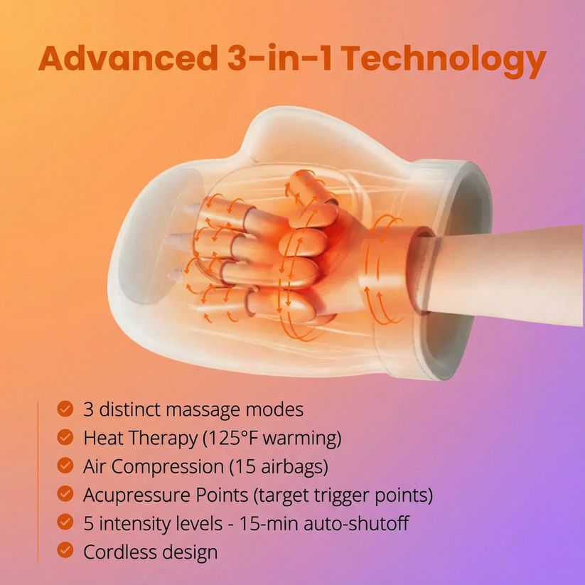 Cordless Hand Massager - Compression & Heat Therapy